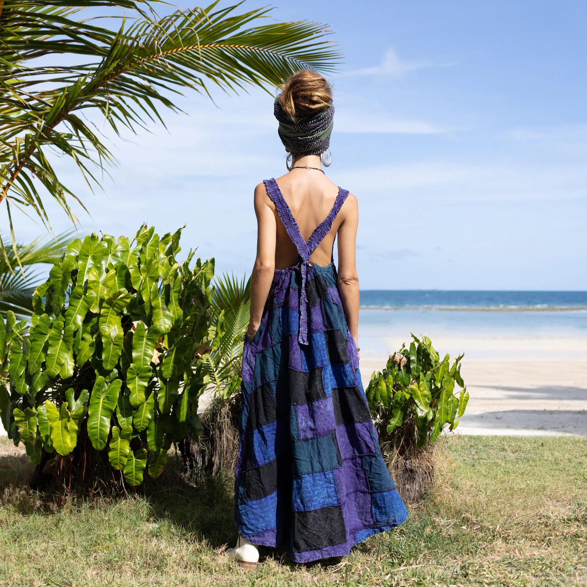 Cotton Handmade Boho Sleeveless Cross Back Open Back
