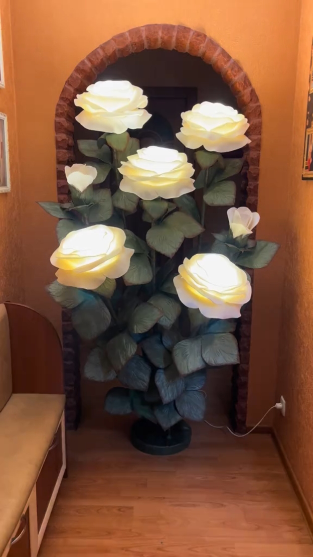 Giant Artificial Rose Flower Decorative Lamp - White 6