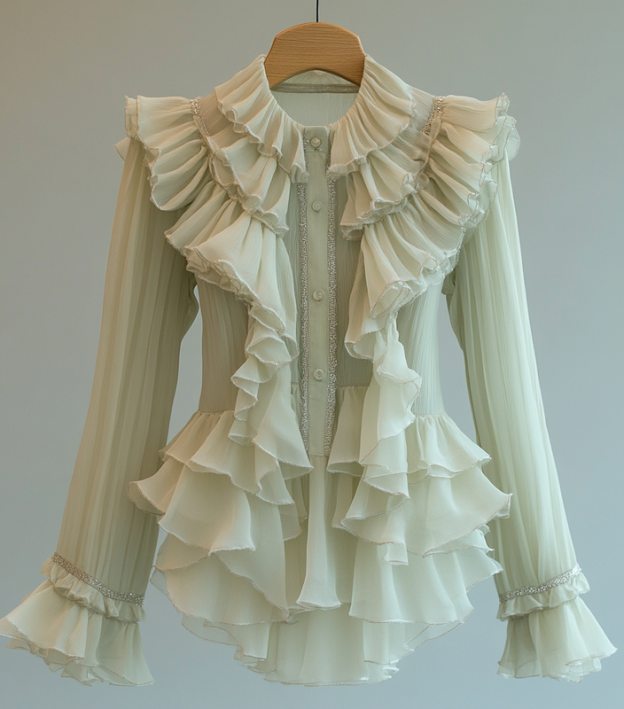 Summer ruffled chiffon shirt adc7
