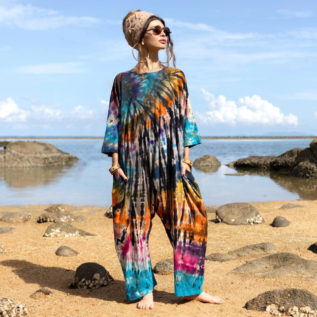 Plus Size Cosmic Burst Tie-Dye Jumpsuit