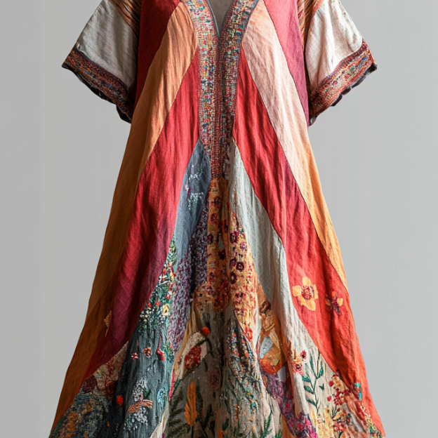 Embroidered Vintage Casual Dress aef6