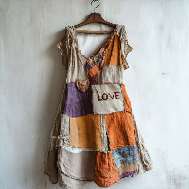 Embroidered Vintage Casual Dress d989