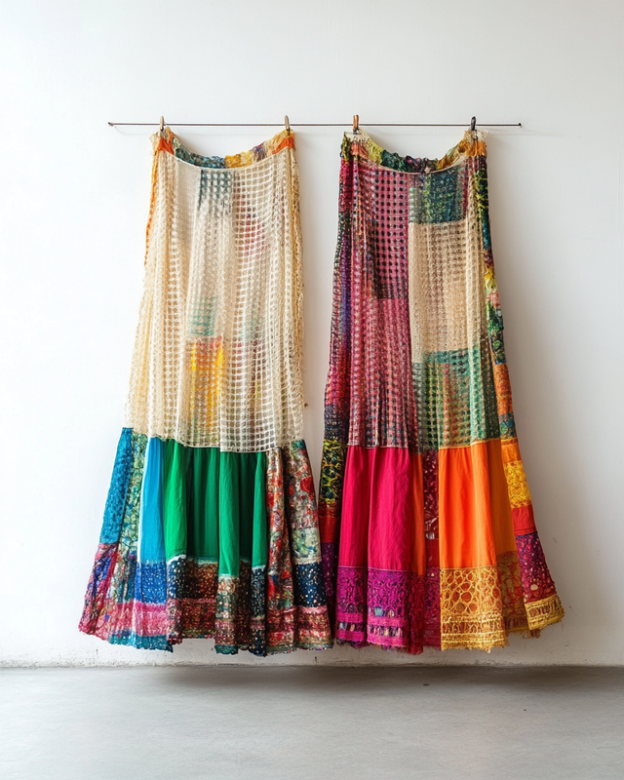 Color-Blocking Rainbow Skirt ab4e