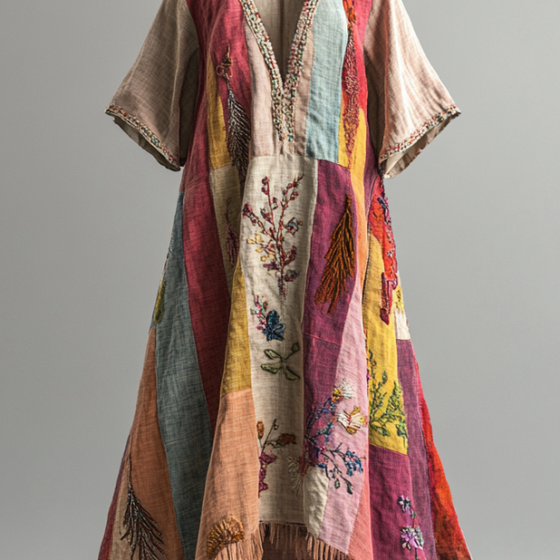 Embroidered Vintage Casual Dress cc3c