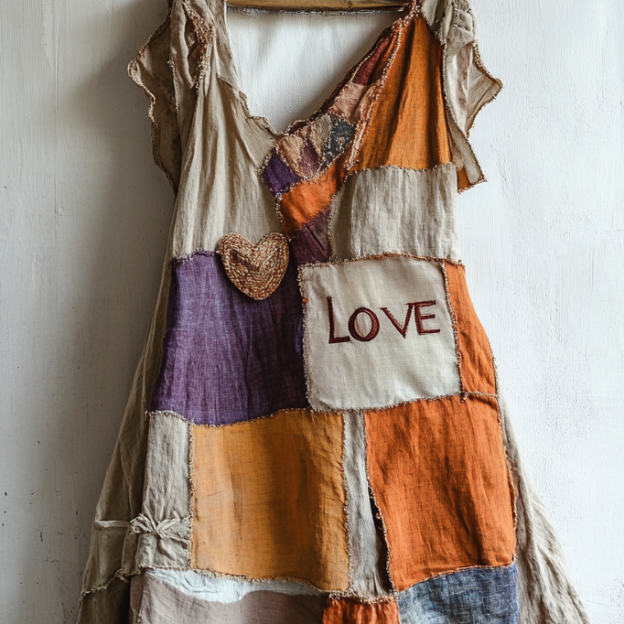 Embroidered Vintage Casual Dress d989