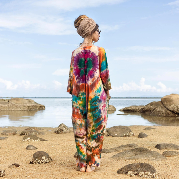 Plus Size Green Peace Tie-Dye Jumpsuit