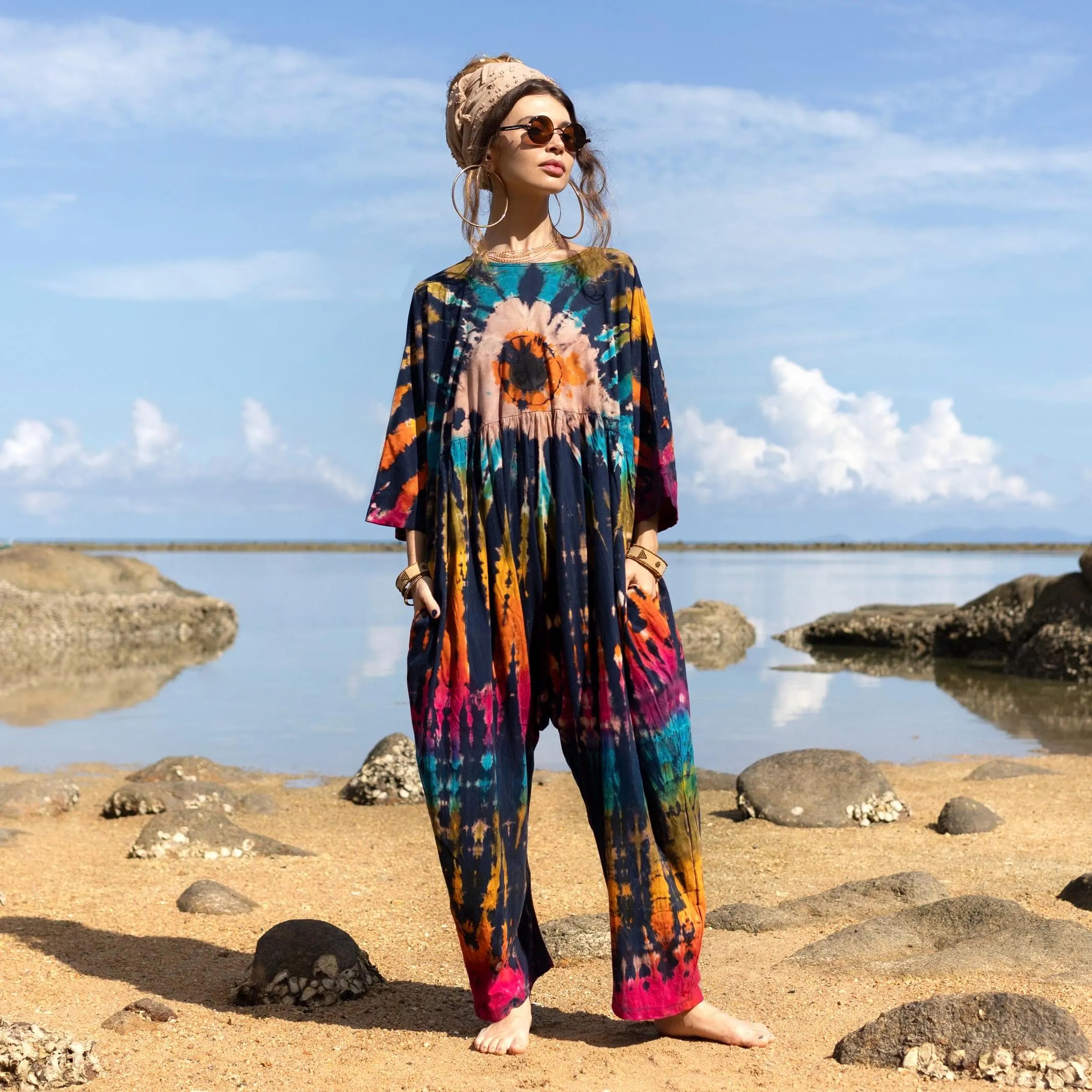 Plus Size Celestial Gaze Tie-Dye Jumpsuit