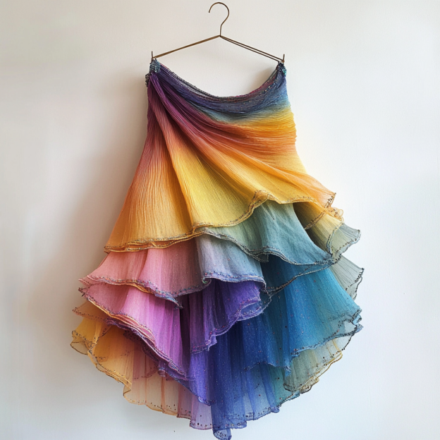 Summer gradient ruffle skirt  724a