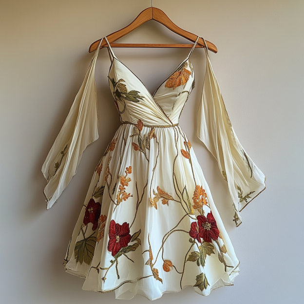 Embroidery summer handmade irregular dress b5f8