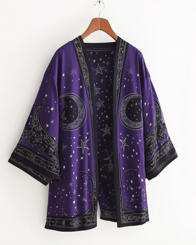 Star and moon print home wear cardigan 9e61