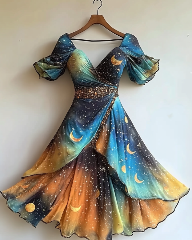 Vacation Handmade Color-Blocking Rainbow Irregular Dress c3a6
