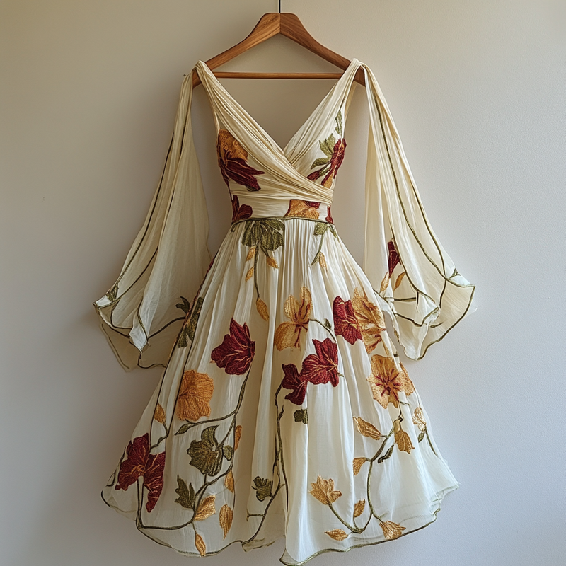 Embroidery summer handmade irregular dress 6f16