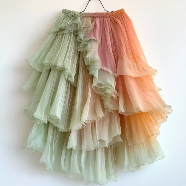 Summer gradient ruffle skirt 32f5