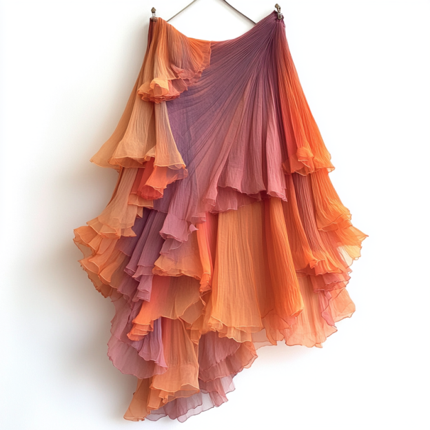 Summer gradient ruffle skirt 07ae