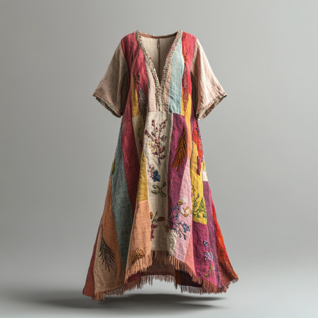 Embroidered Vintage Casual Dress cc3c