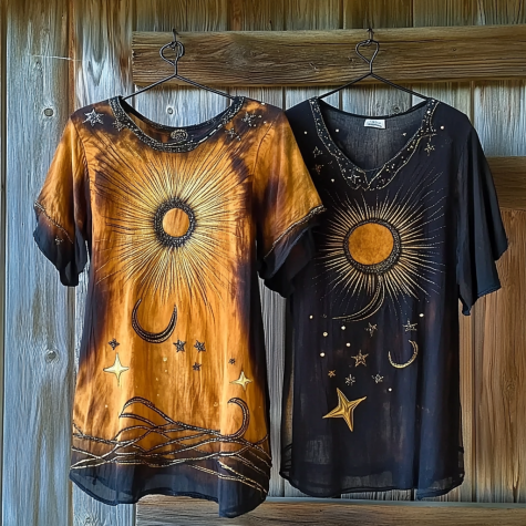 Holiday handmade star and moon embroidery irregular dress 2757