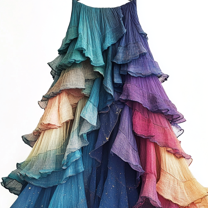 Summer gradient ruffle skirt b99e