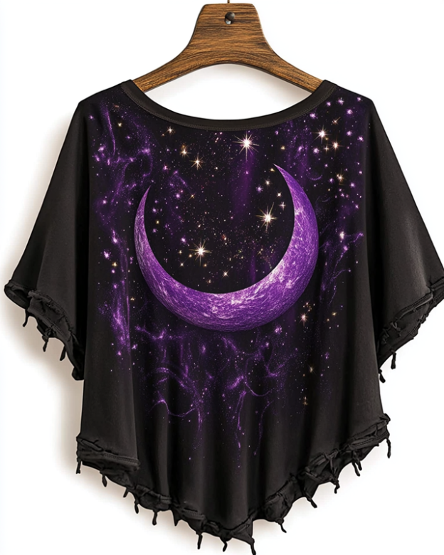 Star and moon print home wear t-shirt 9cd2