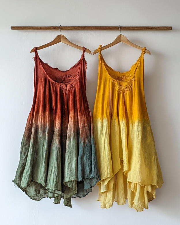 Vacation Handmade Color-Blocking Rainbow Irregular Dress d2c3