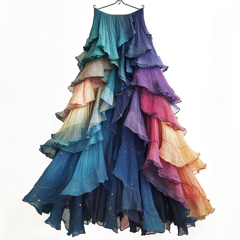 Summer gradient ruffle skirt b99e