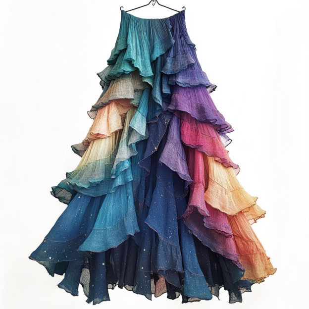 Summer gradient ruffle skirt b99e