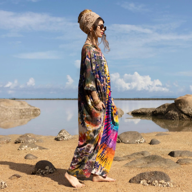 Plus Size Boho Psychedelic Solar Swirl Tie Dye Jumpsuit