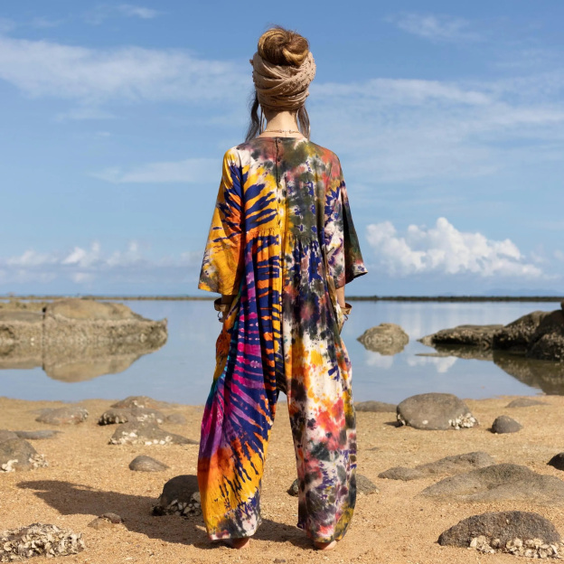 Plus Size Boho Psychedelic Solar Swirl Tie Dye Jumpsuit