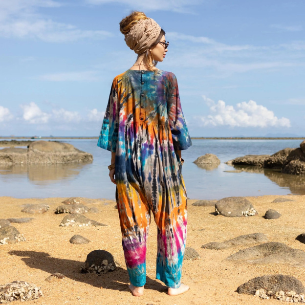 Plus Size Cosmic Burst Tie-Dye Jumpsuit