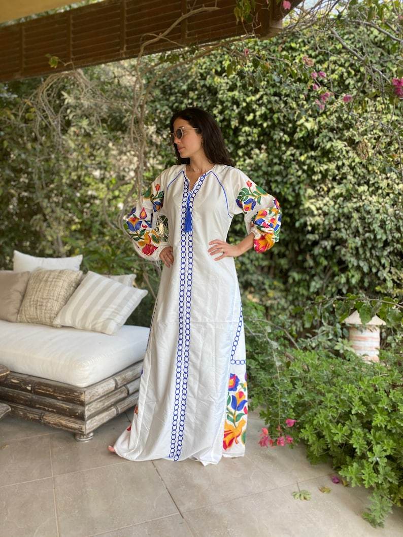 Boho White Summer Kaftan