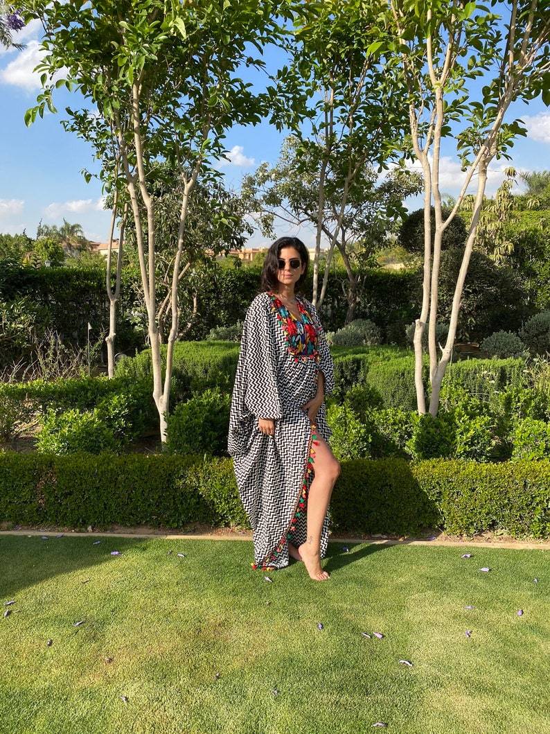 Bohemian Striped Black Caftan