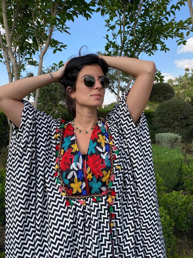 Bohemian Striped Black Caftan