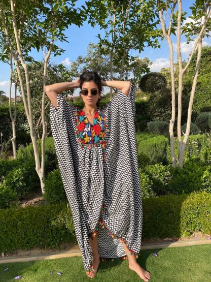 Bohemian Striped Black Caftan