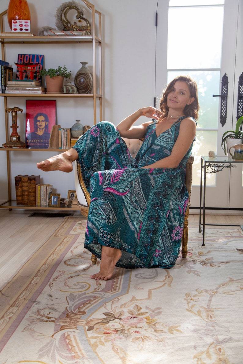 Teal Multi-Way Batik Harem Jumpsuit