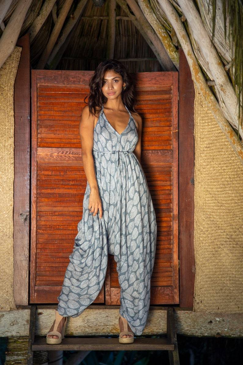 Grey Batik Women Wide Leg Jumpsuit