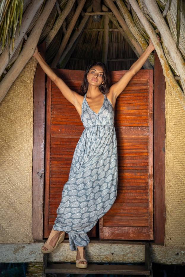 Grey Batik Women Wide Leg Jumpsuit