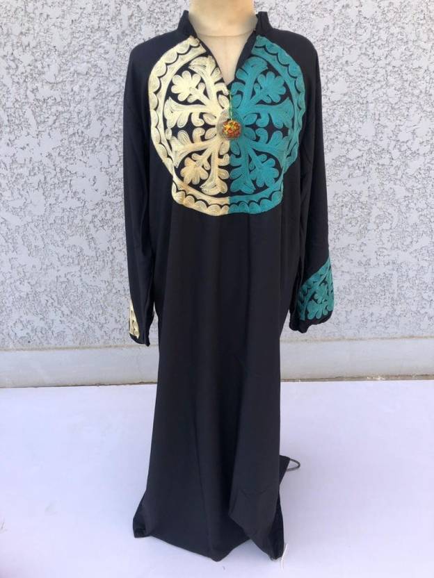 Bohemian Embroidered Navy Blue Caftan Dress