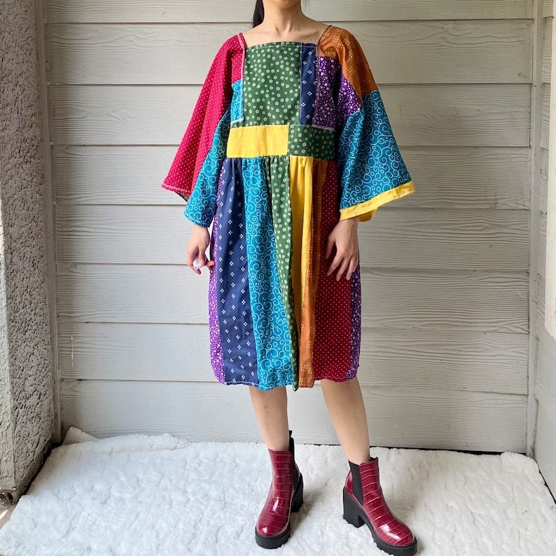 Handmade Quilted Rainbow Dress SKU 08294