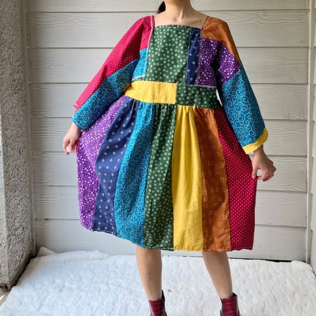 Handmade Quilted Rainbow Dress SKU 08294