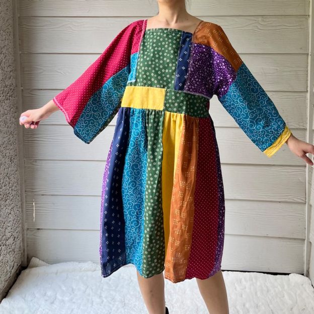 Handmade Quilted Rainbow Dress SKU 08294
