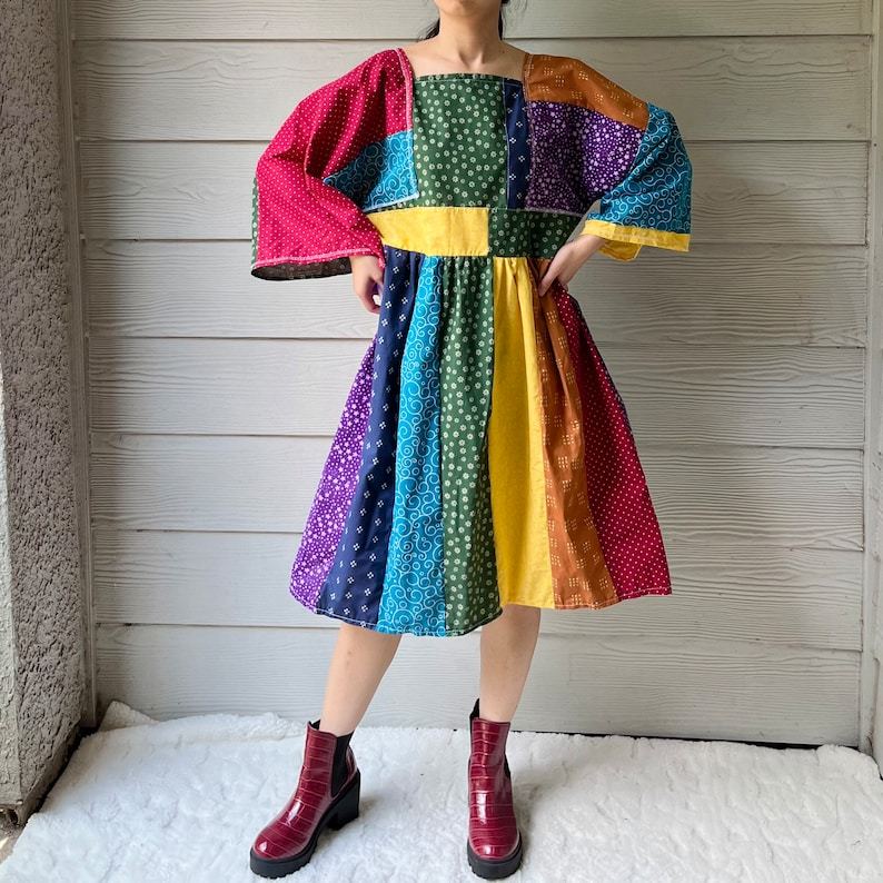 Handmade Quilted Rainbow Dress SKU 08294