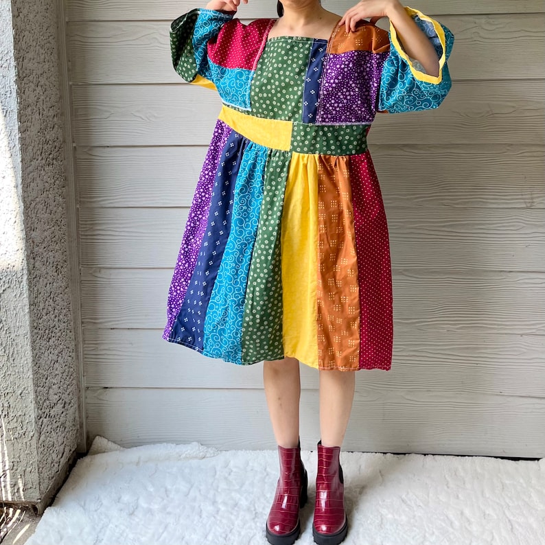 Handmade Quilted Rainbow Dress SKU 08294
