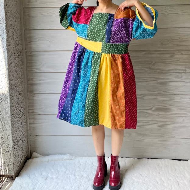 Handmade Quilted Rainbow Dress SKU 08294
