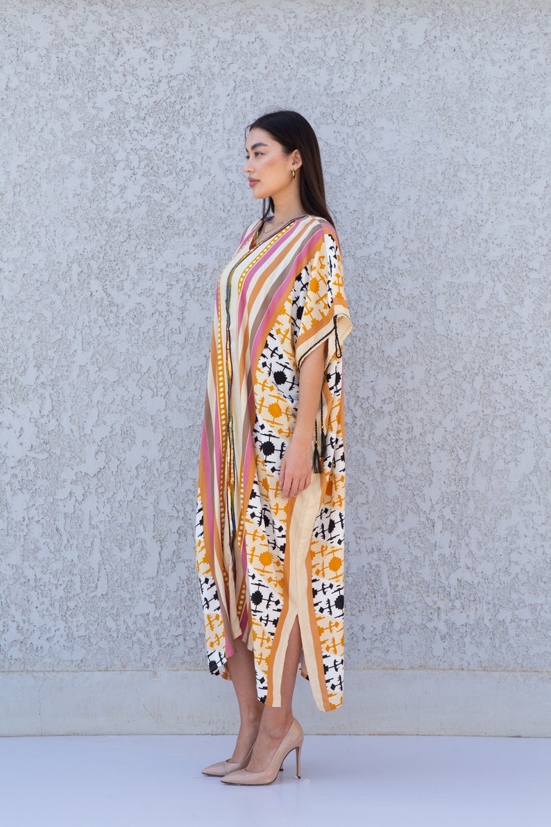 Red Multicolor Plus Size Kaftan Dress