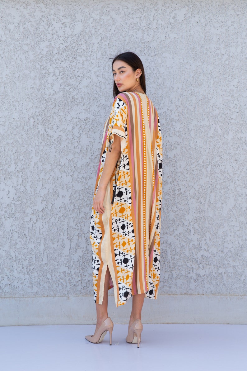 Red Multicolor Plus Size Kaftan Dress