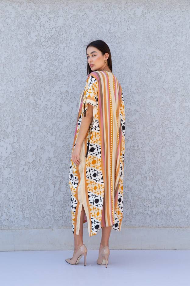 Red Multicolor Plus Size Kaftan Dress