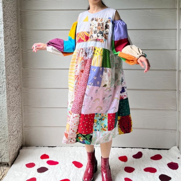 Animal Kingdom | Handmade Quilted Patchwork Dress SKU 05075 Cat&Dog