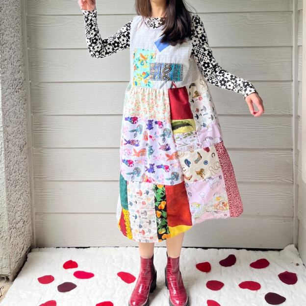 Animal Kingdom | Handmade Quilted Patchwork Dress SKU 05075 Cat&Dog