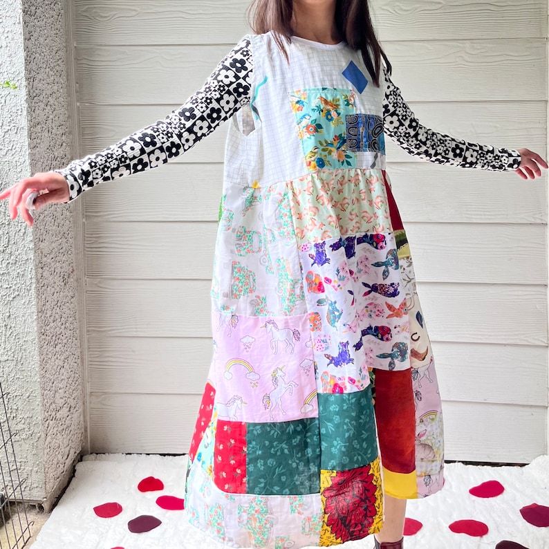 Animal Kingdom | Handmade Quilted Patchwork Dress SKU 05075 Cat&Dog
