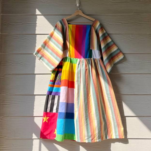 Rainbow&Vintage Fabric | Handmade Quilted Bandana Dress SKU 06052