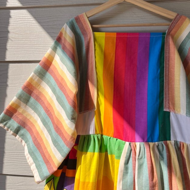 Rainbow&Vintage Fabric | Handmade Quilted Bandana Dress SKU 06052